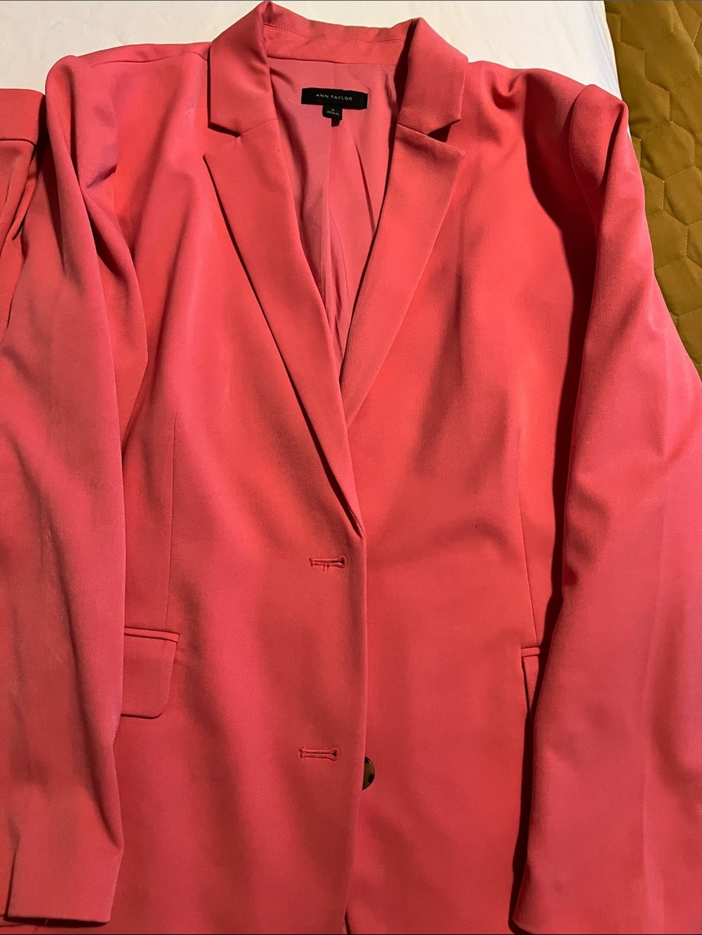 Ann Taylor Coral Three Piece Suit in Vibrant Pink